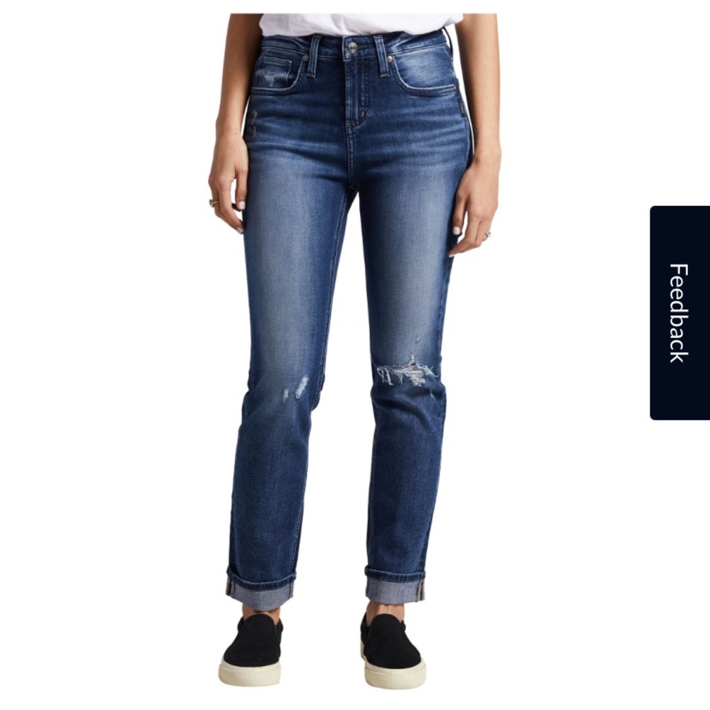 Silver Women's Beau High Rise Slim Leg Jeans with Destruction